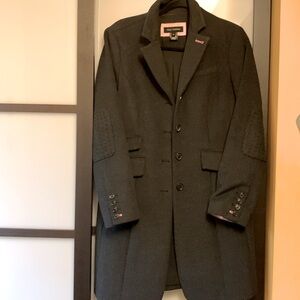 Pink Tartan black pea coat